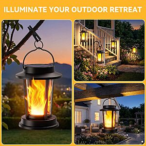 TuyLuxe 2 Pack Flickering Flame Solar Lights Solar Lanterns $12.30 AC