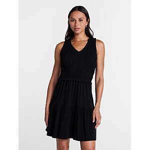Time and Tru Women's Smocked Sleeveless Mini Dress with Ruffle Trim, Limited Sizes $6.41