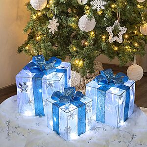 3-Piece Lauzior Indoor/Outdoor Lighted Christmas Gift Box Decorations w/ 60 LED Lights (Cool White) $14.87 + Free Shipping w/ Prime or on $35+