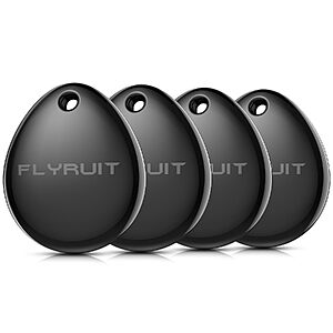 [Prime] 4-Count FLYRUIT Apple Find My Bluetooth Tracker Tags (iOS Only, MFi Certified, Black) $9.99 + Free Shipping