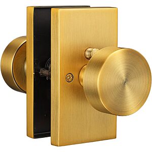Calzibeno 1 Pack Satin Brass Privacy Gold Door Knob for Bedroom $17.99 AC