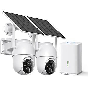 (prime) 2-Pack SEHMUA 4MP 360° Live View Dual Band WiFi Solar Security Camera $70 + Free S/H