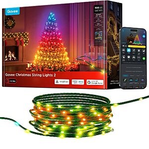 Govee Christmas Lights 2, 99FT 300LEDs Halloween String Lights, Green Wire | Smart RGBWIC LED Decoration for Indoor Outdoor Tree, Living room, 130+ Preset Scenes $96.99
