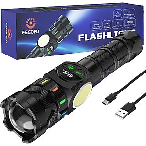 Rechargeable Flashlights High Lumens 100000 Long Lasting LCD Display, Super Bright 50W LED $13.19