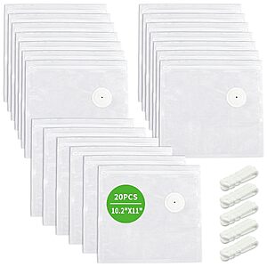 20-Pack 10.2"x11" SameTech Reusable Vacuum Sealer Zipper Bags w/ 5 Sealing Clips $6.99 + Free Shipping w/ Prime or on $35+