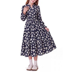 HOZIY Girls Long Sleeve Smocked Waist Dress w/ Pockets (Various Colors) from $13.79 + Free Shipping w/ Prime or on $35+