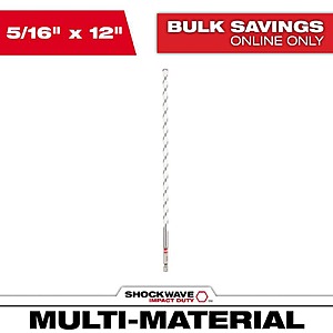 YMMV - Milwaukee 5/16 in. x 12 in. SHOCKWAVE Carbide Multi-Material Drill Bit - $6.20
