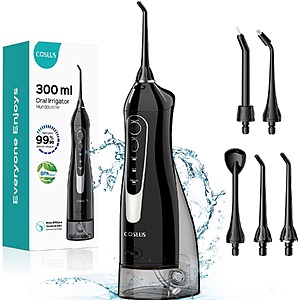 COSLUS C20 300ml Cordless Rechargeable Water Dental Flosser (Black) $8 + Free Shipping