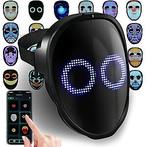 AIGLUN LED Halloween Mask, Gesture Sensing, App Control, Rechargeable with 115+ app patterns $33.59 AC