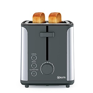 Kitchen Elite 2-Slice Stainless Steel Toaster w/ 7 Shade Levels, Bagel & Gluten-Free Settings (Black) $20 + Free Shipping