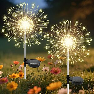 2-Pk Slyuexu 120 LED Solar Outdoor Firework Fairy Lights (Warm White) $9 $8.99