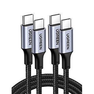 UGREEN 100W USB C to USB C Cable, Fast Charging, 2-Pack, 3.3ft, Black $8.99