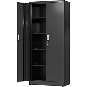 WORKPRO 71"x31.5"x15.75" Metal Garage Storage Cabinet with Locking Doors and 4 Adjustable Shelves, for Tools, Office, Home, Shops, Black