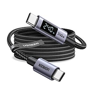 UGREEN 240W USB C Cable with Digital Display, PD 100W Fast Charging, 3.3ft $14.99