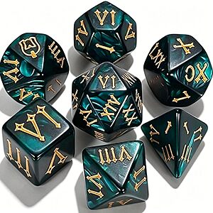 7-Piece Ciaraq Polyhedral DND RPG Dice Set w/ Velvet Bag (Deep Teal Pearl) $3.49 + Free Shipping w/ Prime or on $35+