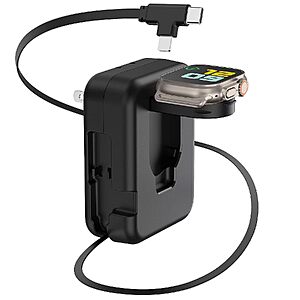 BEACOO 36W GaN 3-in-1 Wall Charger w/ Retractable Cable, Apple Watch Charger & Foldable Plug (Black or White) $8.99 + Free Shipping w/ Prime or on $35+