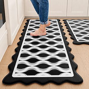2-Pc Arenarug Scalloped Wavy Lattice Kitchen Mat Set (4 colors, 17.3"x30" + 17.3"x47") $17.99 + Free Shipping w/ Prime or on $35+