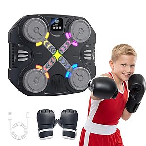 changenow Kids' Bluetooth Music Boxing Wall Machine w/ LED Lights & Boxing Gloves $15.99 + Free Shipping w/ Prime or on $35+