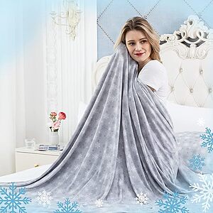 50"x70" OIGAE Cooling Throw Blanket (Grey Snowflake) $9.99 + Free Shipping w/ Prime or on $35+