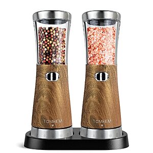 TOMEEM Stainless Steel Electric Salt & Pepper Grinder Set w/ Storage Base & LED Light (Various) $12.49 + Free Shipping w/ Prime or on $35+