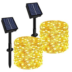 2-Pack 66-Ft 200-LED Slyuexu Solar String Fairy Lights (Warm White, Orange Purple) $6.99 + Free Shipping w/ Prime or on $35+