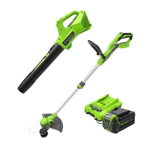 Greenworks 40V 13" Cordless Battery String Trimmer and 350 CFM Leaf Blower Combo Kit 4.0 ah battery and charger $102