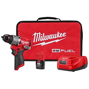 Milwaukee M12 1/2 in. Brushless Cordless Hammer Drill Kit ( 2.0 ah Battery & Charger) $99