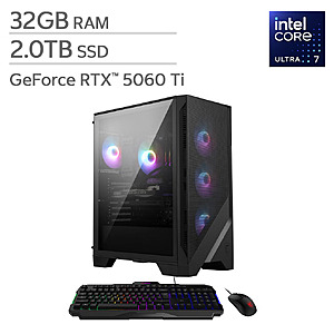 [$400 OFF] MSI Codex R2 Gaming Desktop - Intel Core Ultra 7 265 - NVIDIA RTX 5060 Ti 8GB - Windows 11 Home - 32GB RAM - 2TB SSD $1499.99