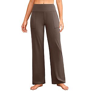 DLOODA Women's High Rise Wide Leg Yoga Pants w/ Pockets $9.99 + Free Shipping w/ Prime or on $35+