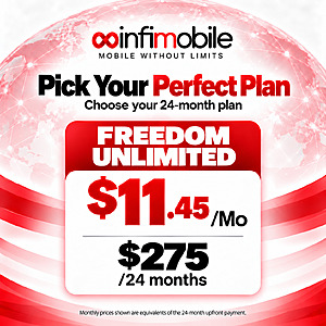 24-Month Infimobile Prepaid Unlimited Plan + 10GB Hotspot $275