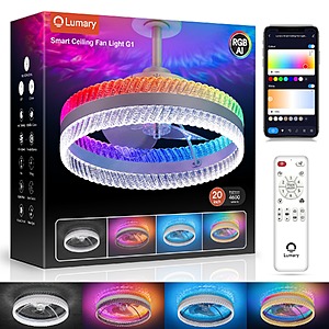 Lumary 20" Smart Wi-Fi Ceiling Fan w/ 4600Lm 2700K/6500K LED Light $110.91 + Free Shipping
