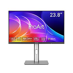 ASUS ProArt PA249CGV 24 Inch 144 Hz, USB-C Professional Monitor for Mac | Calman Verified, Delta E<2, IPS,Ergonomic Stand $199