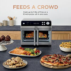 Ninja French Door Premier Air Fry Oven, 10-in-1, 20.3 Qt, Stainless, FO101 | 450F cyclonic air, PFAS-free surface, Air fry, sear crisp, bake, broil, toast, dehydrate $199.99