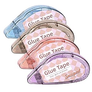 4-Pack Secopad 0.3" x 39' Double-Sided Glue Tape Rollers (Light Colors) $4.84 w/ S&S + Free Shipping w/ Prime or on $35+