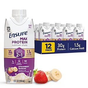 12-Pack 11-Oz Ensure Max Protein Shakes, Various Flavors $18.09 ($1.50 Each) w/ S&S + Free Shipping w/ Prime or on $35+