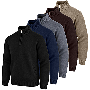 Men's 3-Pack Heavyweight Fleece Lined Quarter Zip Sweaters