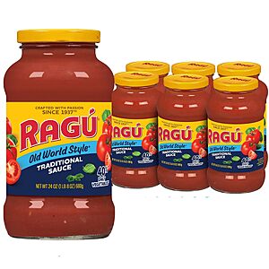 $10.20 AMZ S&S RAGÚ Old World Style Traditional Pasta Sauce, 24 Oz (Pack of 6) ($1.70 per jar)