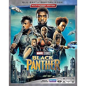 Black Panther  BLu Ray + Digital Code $6.99 Amazon.com