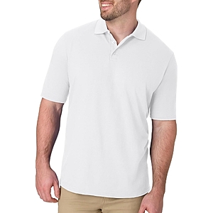 Size M | Hanes Men’s X-Temp Short Sleeve Polo Shirt, Midweight Men's Shirt | White