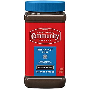 [SnS, AC] $5.79 | 7-Oz Community Coffee Instant Coffee, Medium Roast (Breakfast Blend) at Amazon