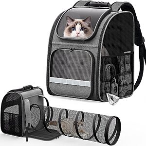 Pawtners Cat Backpack Carrier w/ Expandable Play Tunnel $24.99 + Free Shipping w/ Prime or on $35+