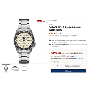 Botach SEIKO sale up to 50% OFF SRPK31 example $189