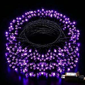 FLVOECN 380 LED 124FT Purple Halloween Lights Timer 8 Modes | 380 LED 124ft purple lights $12.79