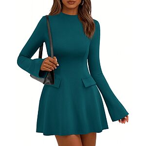PRETTYGARDEN Women's Bell Long Sleeve A Line Short Dress $13.99