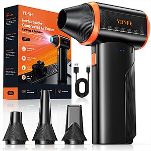 YDNFE Compressed Air Duster 280,000 RPM - Electric, Rechargeable Air Blower | 3-Speed Adjustable, Mini, Fast Charging $24.64