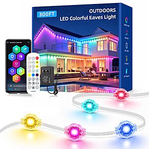 vimeepro 300ft Permanent Outdoor Lights RGB+IC LED Eaves Christmas Lights IP67 Waterproof (Two 150ft Rolls) $79.99