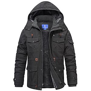 Rapoo Men's Winter Jacket Fleece Lined Warm Hooded jacket $38.49