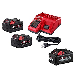 Milwaukee M18 18-Volt Lith-Ion High Output Battery Pack 6. 0Ah w/ (2) 5.0 AhBattery & Charger Kit $199