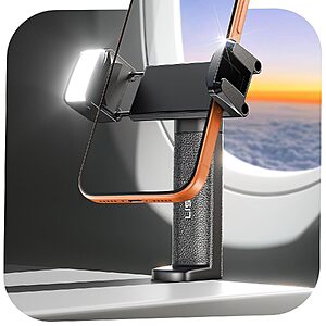 LISEN Phone Holder Travel Mount w/ LED Light for Planes & Travel $6.99 + Free Shipping w/ Prime or on $35+