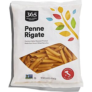 Select Accounts: 16-Oz 365 by Whole Foods Market Penne Rigate Pasta $0.94 w/ S&S + Free Shipping w/ Prime or on $35+